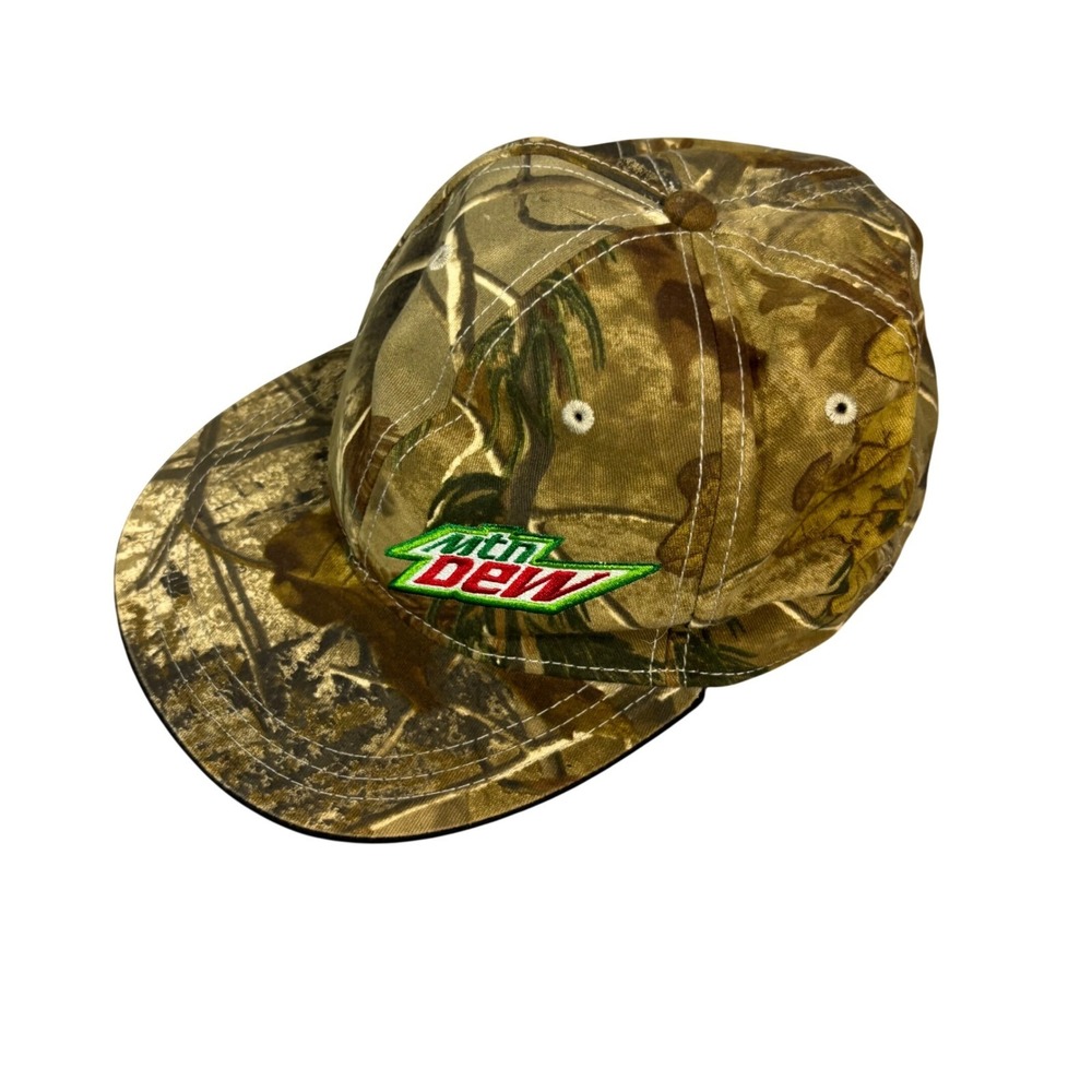 Mountain Dew Banded Camo Fitted‎ Hat L/XL Woodland Camouflage Promo Cap Mens